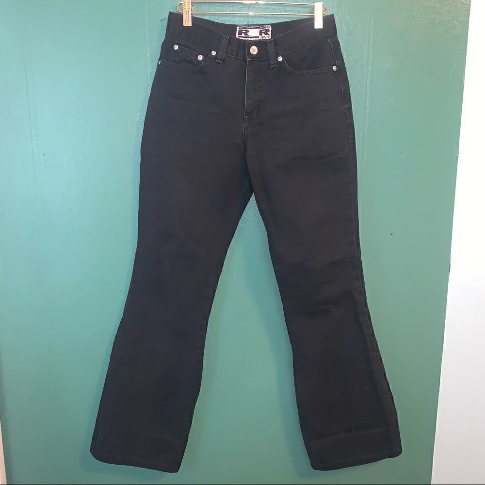 R4R Rave 4 Real Vintage Flare Black High waisted Denim jeans